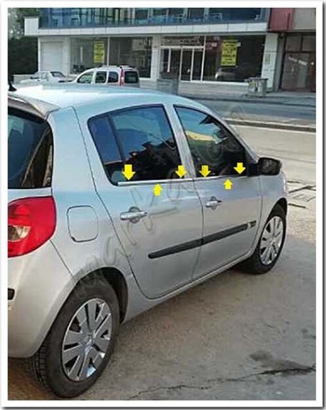 Renault Clio 3 Hb Krom Cam Çıtası 2006-2011 4 Parça Paslanmaz Çel
