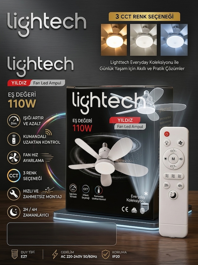 Lightech Yıldız 110w Fanlı Led Ampul Pervane Ampul