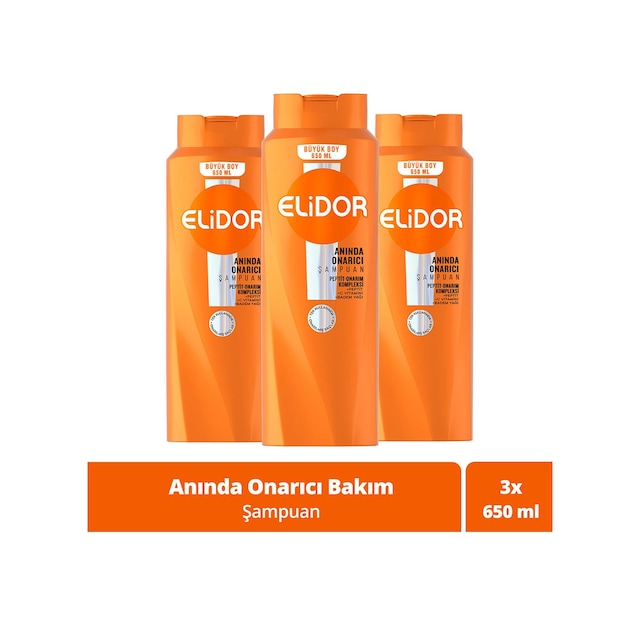 Elidor Anında Onarıcı Saç Bakım Şampuanı 3 x 650 ML