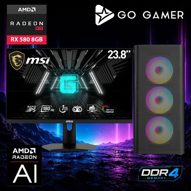 Go Gamer AE348D Ryzen 7 5700X RX 580 16GB RAM 512GB SSD