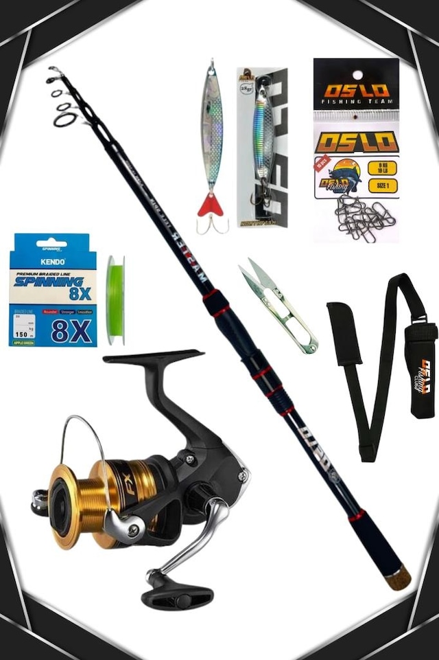 Shimano Fx C3000 Oslo Master Telespin 240cm 7-35gr 8 Örgü Spin Olta Seti