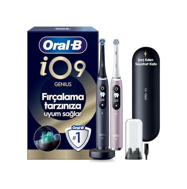 Oral-b İo9 Şarjlı/elektrikli Diş Fırçası, 2'li Set, Rose Quartz &amp Siyah, 2 Fırça Başlığı, Hızlı Manyet Diğer
