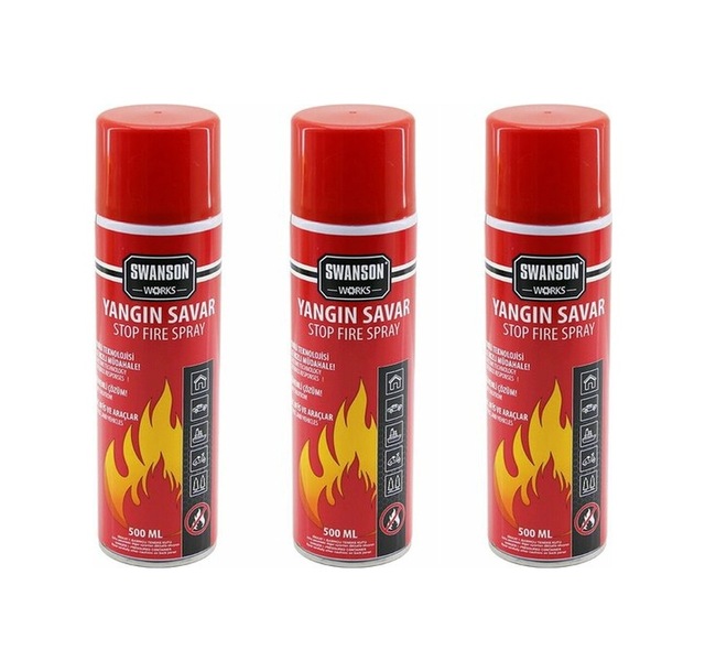 3 Adet Yangın Söndürücü - Yangın Savar Sprey 500ml + 500 Ml + 500 Ml Ev - Ofis - Oto Araç Ateş Boğucu Köpük Tabaka Oluşturur Bx40