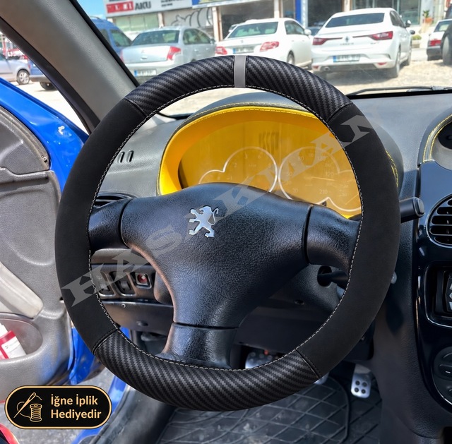 Citroen Berlingo Dikme Direksiyon Kılıfı Alcantara Süet Mat Karbon Gri Yüzük Ve Dikiş Kombi-bu Direksiyon Tipler 1997-2002