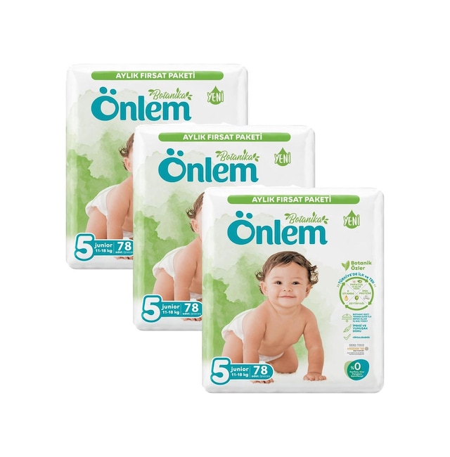 Önlem Botanika 5 Numara Junior Bebek Bezi 78 Adet 11-18 Kg X 3 Adet 3'lü