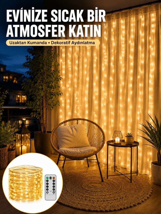 Romantik Ambiyans İçin Uzaktan Kumandalı Günışığı Peri Led Yeni N