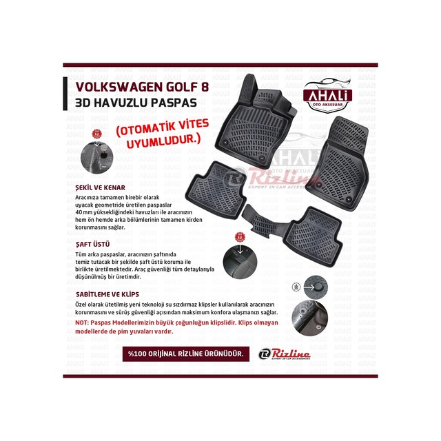 Rizline Vw Golf 8 2021 Otomatik 3D Paspas