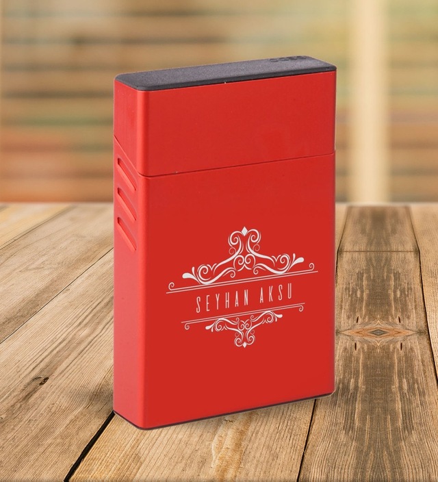 Bk Gift Kişiye Özel Kırmızı Slim Boy Metal Sigara Kutusu-8 Siyah