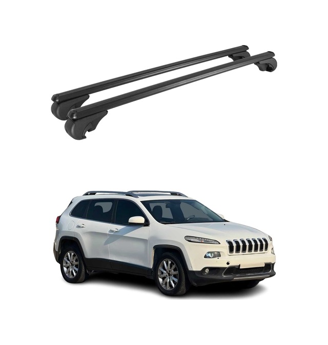 Jeep Cherokee Kl 2014-2019 Arası Uyumlu Port Bagaj Taşıyıcı Ara Atkı Alüminyum Siyah 2 Parça
