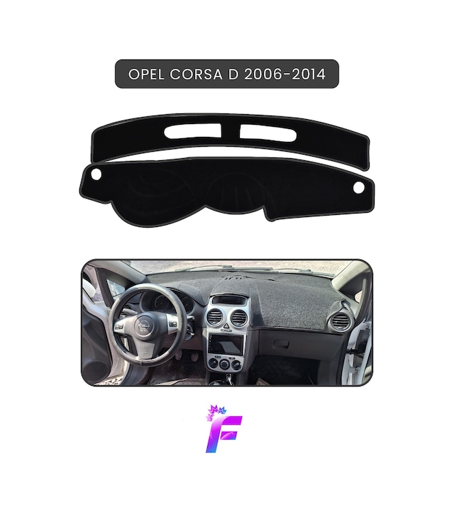 Opel Corsa D 2006-2014 Torpido Örtüsü Güneşten Korur Kolay Montaj Tam Uyum Tam Koruma T48 Siyah