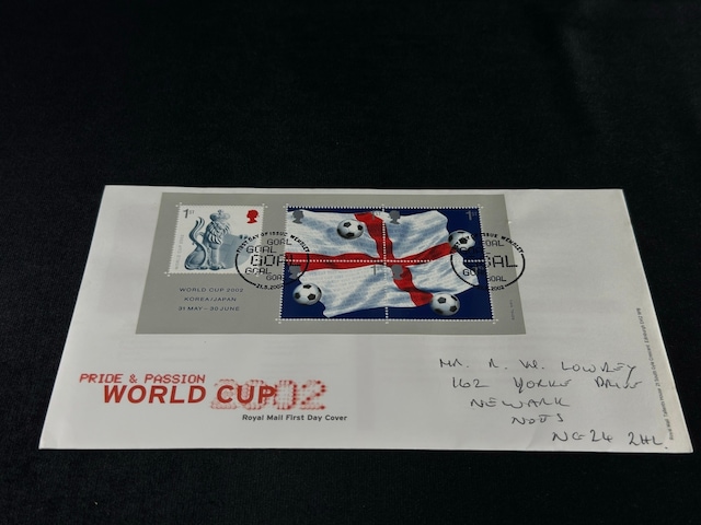 Futbol Temalı 2002 Dünya Kupası İngiltere İlk Gün Zarfı Royal Mail Fdc Postadan Geçmiş Teşhir Ürün