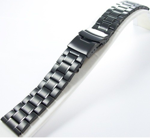 22Mm Siyah Metal Saat Kordonu Çelik Kolçak 1.Kalite Kayış Şeritli