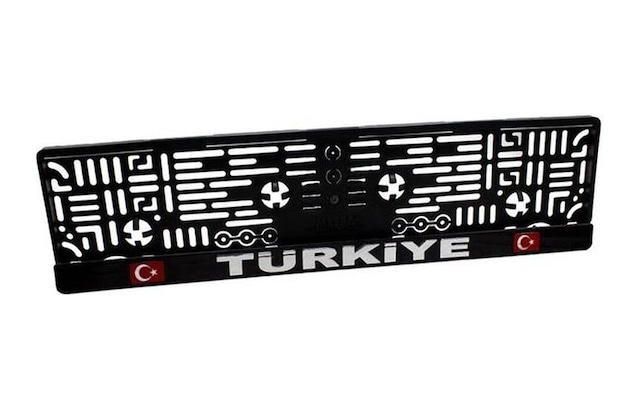 Türkiye Yazılı Plaka Altı Takmatik Kapaklı Siyah Plakalık
