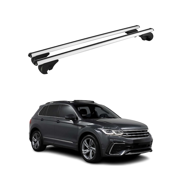 Vw Tiguan Iı 2016-2023 Arası Uyumlu Port Bagaj Taşıyıcı Ara Atkı Alüminyum Gümüş 2 Parça
