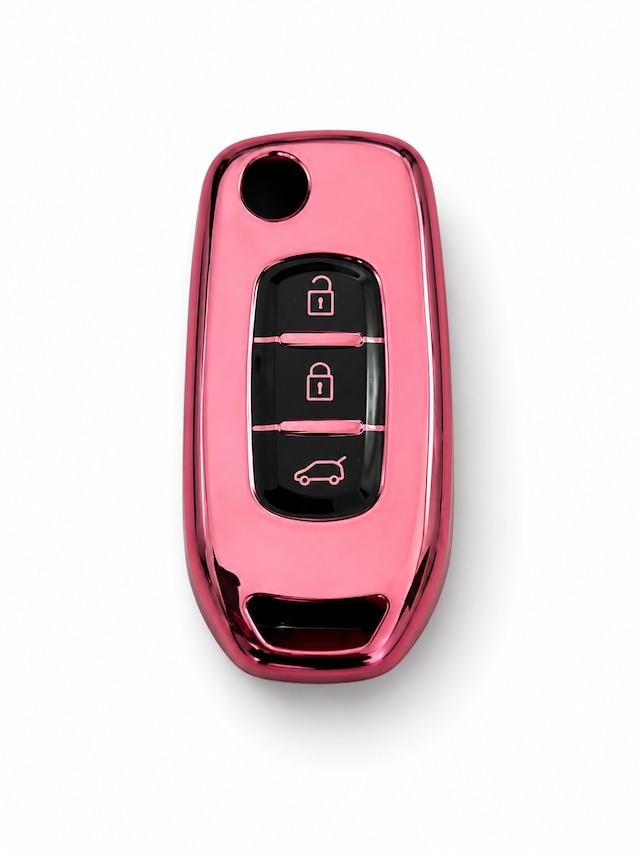 Autohan Keys Renault Megane 4, Clio 5, Captur, Taliant Ve Express İle Uyumlu, 3 Butonlu Nano Anahtar Kılıfı, Pembe