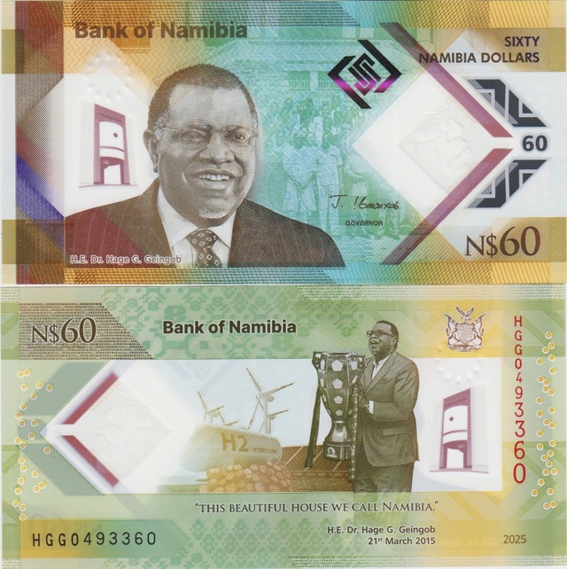 Namibya 60 Dolar 2025 Polymer Çil.