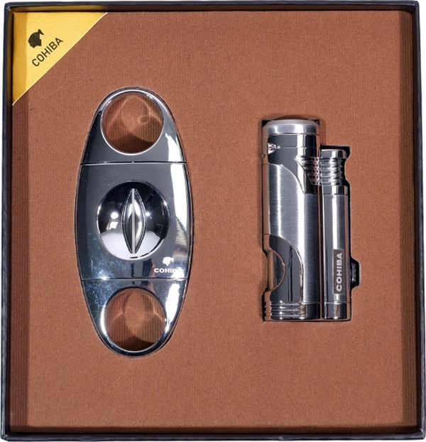 Cohiba Çakmak Kesici İkili Gümüş Puro Seti - Tr9107