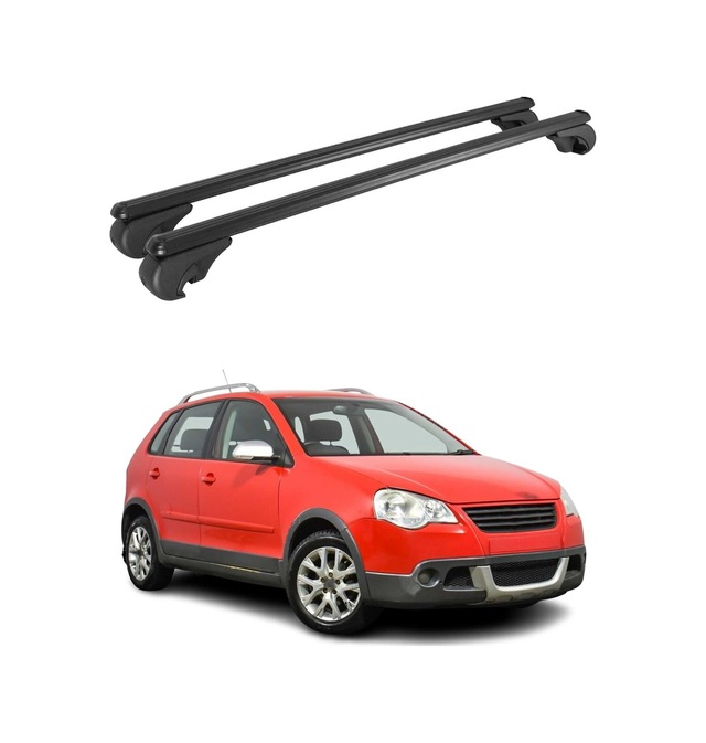 Vw Polo Iv Hatchback 2001-2009 Arası Uyumlu Port Bagaj Taşıyıcı Ara Atkı Alüminyum Siyah 2 Parça