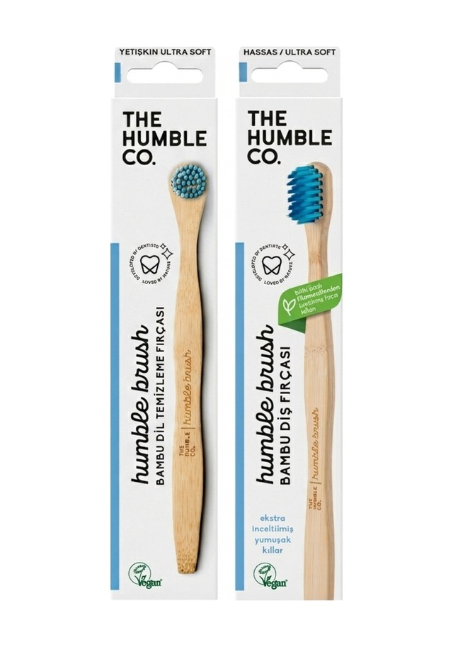 The Humble Co. Hijyen Seti - Ultra Soft Mavi Diş Fırçası & Mavi Dil Fırçası
