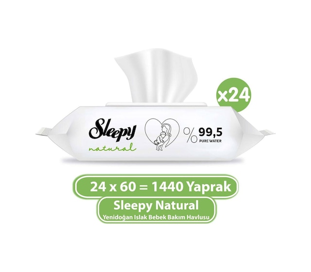 Sleepy Natural Yenidoğan Islak Bebek Bakım Havlusu 24 X 60'Lı