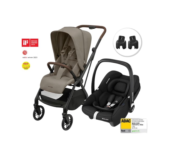 Maxi-Cosi Leona2-Cabriofix I-Size Tek Elle Katlanabilen Ultra Kompakt Çift Yönlü Seyahat Sistem Bebek Arabası Truffle-Black