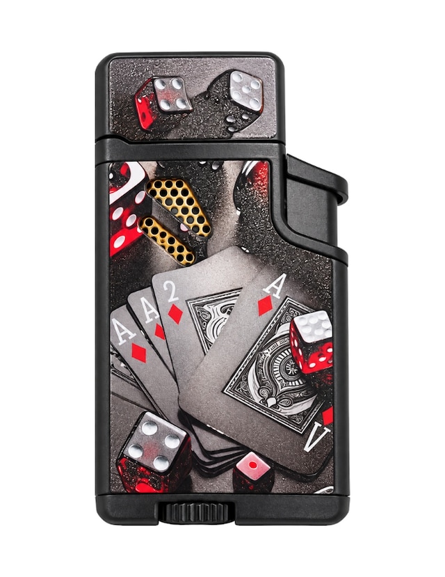 Hunter Çift Torch Pürmüz Ace & Zar Design Siyah Metal Puro Çakmağı Ack042