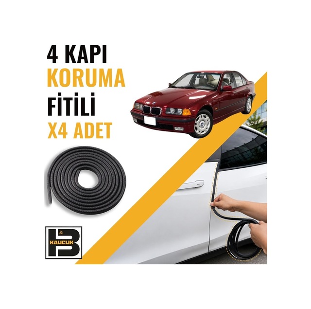Bmw 3 Serisi E36 1992-1998 Kapı Koruma Fitili-4 Kapı-siyah-bm2345