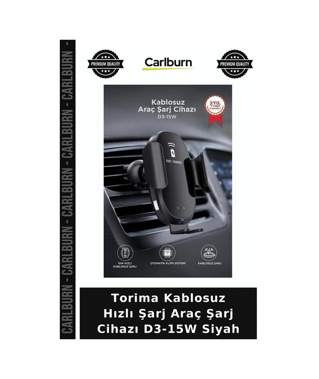 Premium Torima Kablosuz Hızlı Şarj Araç Şarj Cihazı D3-15w Siyah Pratik Taşıt Kullanışlı