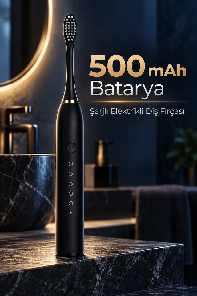 Ers Siyah Şarjlı Elektrikli Diş Fırçası 6 Modlu