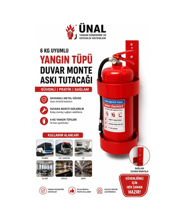 6 Kg Yangın Tüpü Askı Aparatı Duvar Montajlı Metal Yangın Söndürme Tüpü Tutucu Tır Kamyon