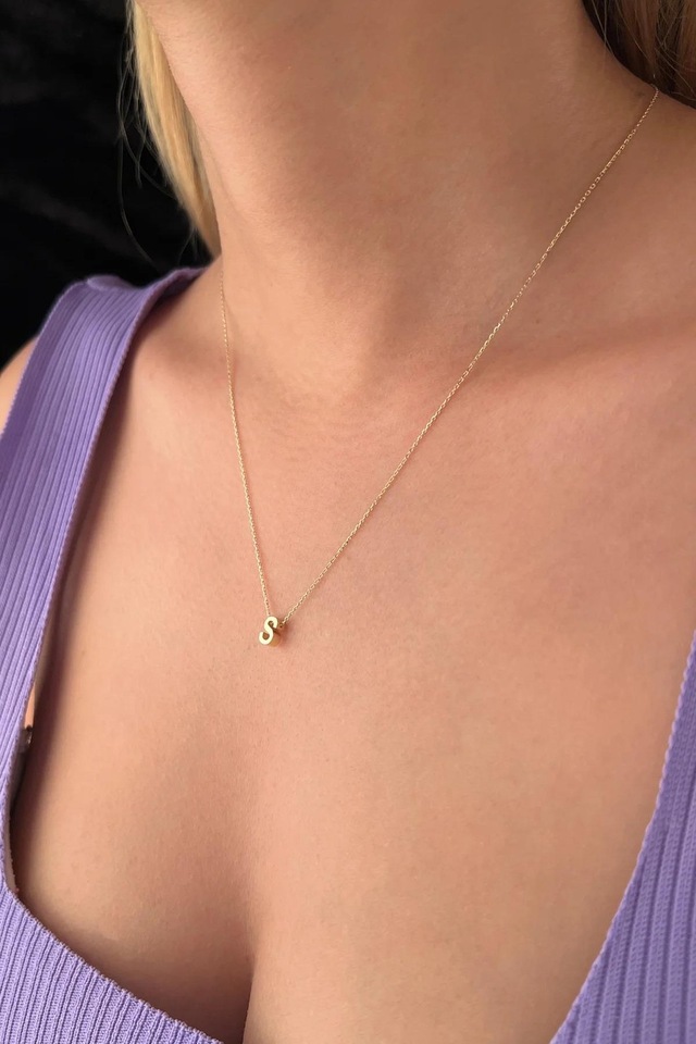 14 Ayar Altın S Harfli Kolye Kly8159 Sarı Altın