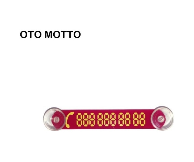 Oto Motto Vantuzlu Araç Telefon Numaratörü Telefon No Gösterici Mat Kırmızı Sarı