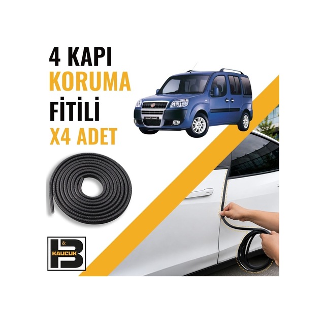 Fiat Doblo 2005-2010 Kapı Koruma Fitili-4 Kapı-siyah-bm2458
