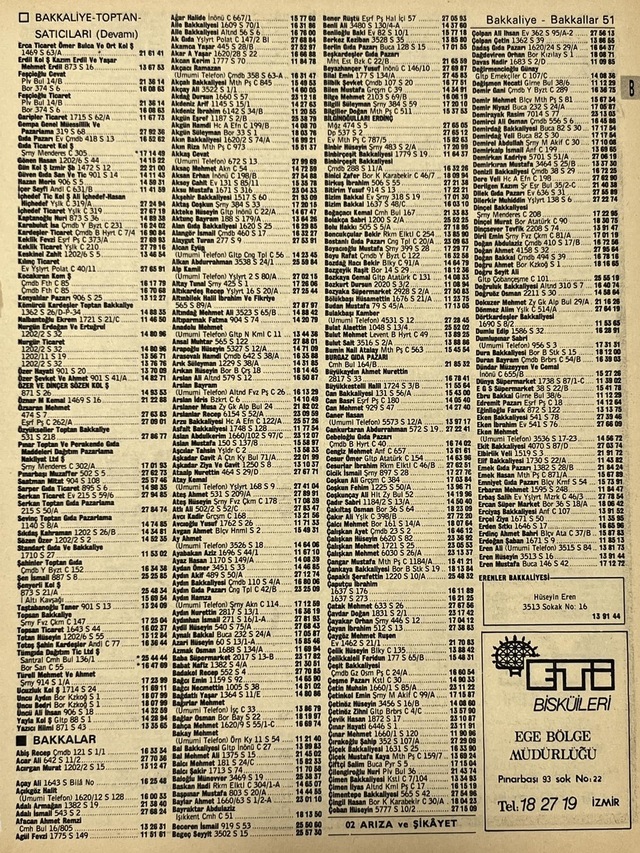 İzmir 1982-1983 Meslek Reklam İlanı Efemera S51 Teşhir Ürün