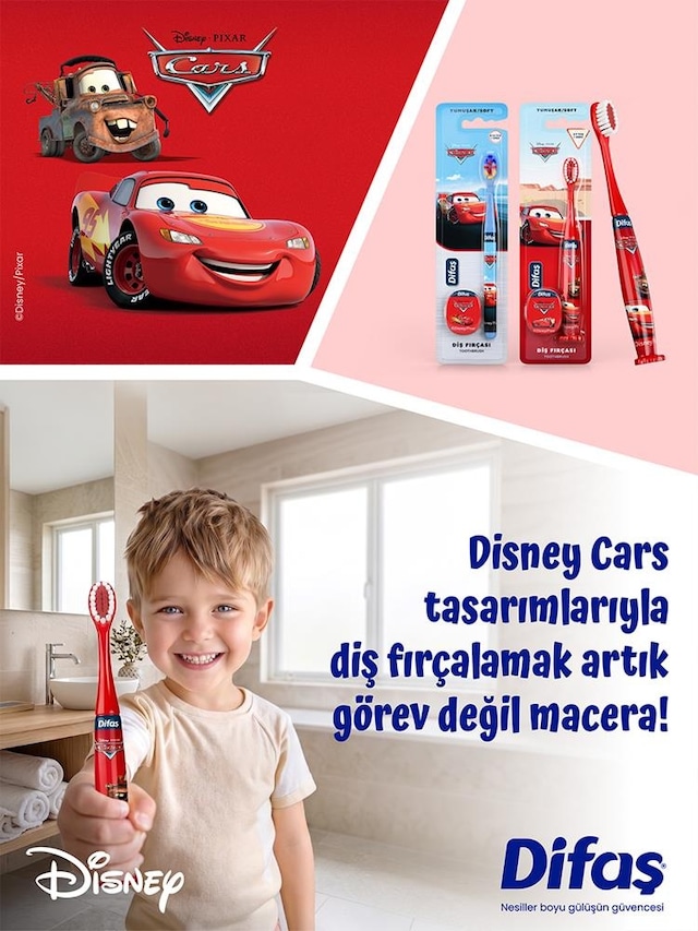 Difaş Cars Yumuşak Kıllı Diş Fırçası 4-7 Yaş 2 Adet