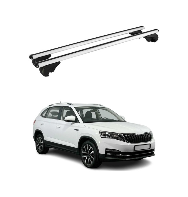 Skoda Kamiq 2019-2027 Arası Uyumlu Port Bagaj Taşıyıcı Ara Atkı Alüminyum Gümüş 2 Parça