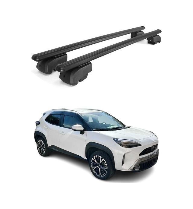 Toyota Yaris Cross 2021-2027 Arası Uyumlu Port Bagaj Taşıyıcı Ara Atkı Alüminyum Siyah 2 Parça
