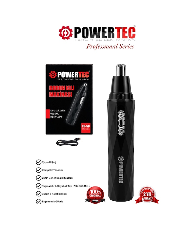 Tr-50 Profesyonel Type-c Şarjlı Burun & Kulak Kılı Tıraş Makinesi 2 Saat