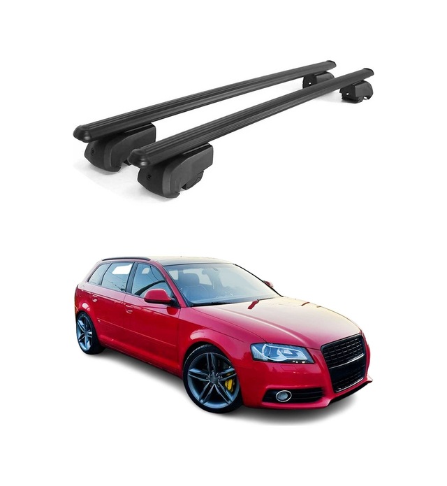Audi A3 8pa Sportback 2004-2013 Arası Uyumlu Port Bagaj Taşıyıcı Ara Atkı Alüminyum Siyah 2 Parça