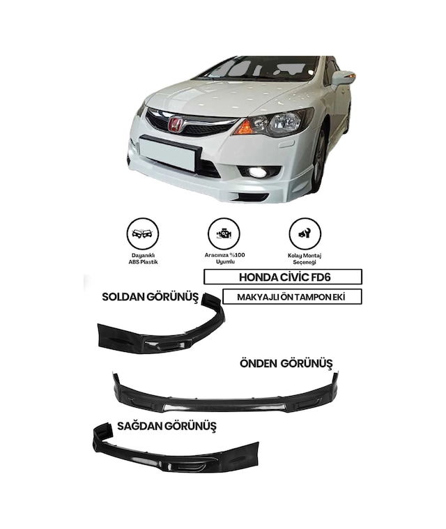 Honda Civic Fd6 Makyajlı Kasaya Uyumlu Boyasız Plastik Mugen Ön Ek