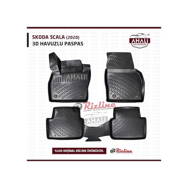 Rizline Skoda Scala 3D Havuzlu Paspas+Araç Kokusu