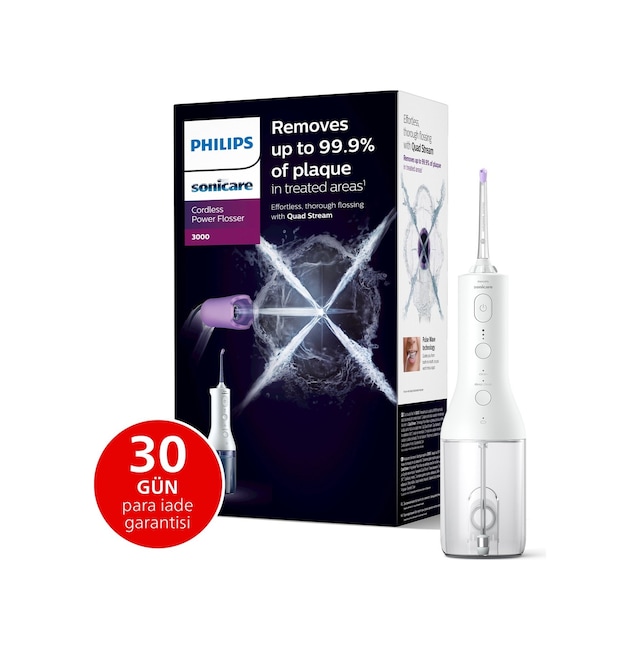 Philips Sonicare Power Flosser 3000 Kablosuz Ağız Duşu, Hızlı Ve Etkili Diş Arası Temizliği, Quad Stream Teknolojisi, Ye