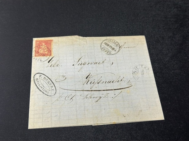 1871 Yılından İsviçre Zarfsız Mektup Helvetia 10 Franco Pullu Sc 53 Varış Damgalı Teşhir Ürün