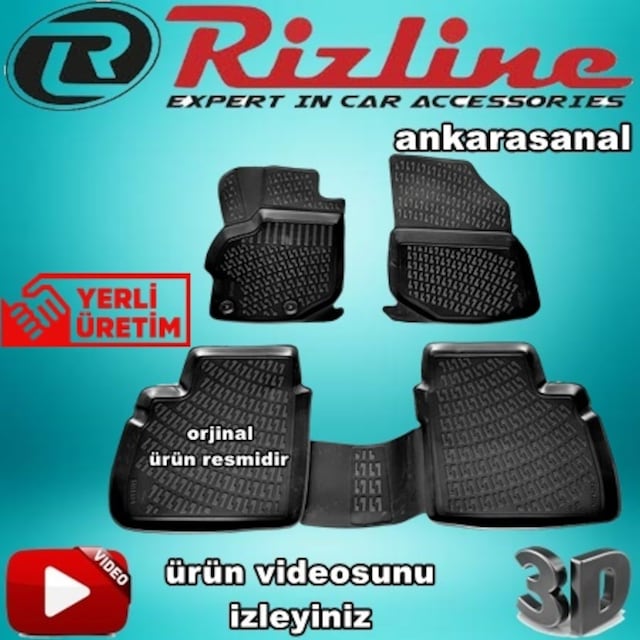 Rizline Peugeot 301 3D Paspas Havuzlu Siyah 2012-2019 Arası 4 Prç N11.11844