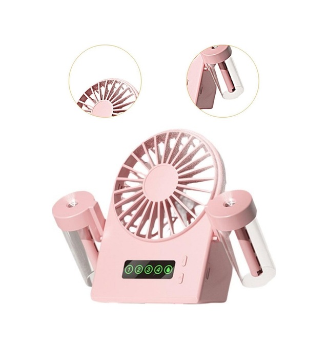 Taşınabilir Masaüstü Su Hazneli Usb Şarjlı 4 Kademe Fan Vantilatör Soğutucu F8 Pembe