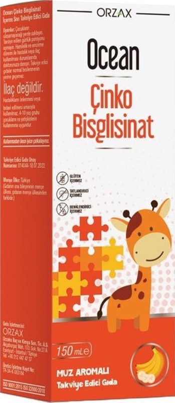 Ocean Çinko Bisglisinat Şurup Muz Aromalı 150 ML