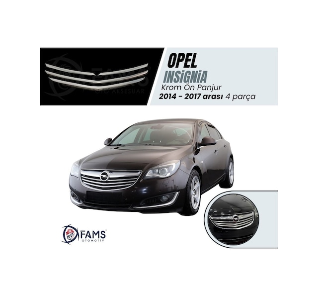 Opel İnsignia Krom Ön Panjur 4 Parça 2014-2017 Paslanmaz Çelik