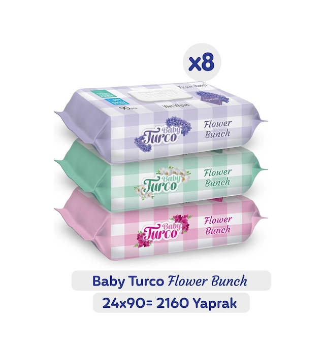Baby Turco Flower Bunch Islak Havlu 24X90 (2160 Yaprak)