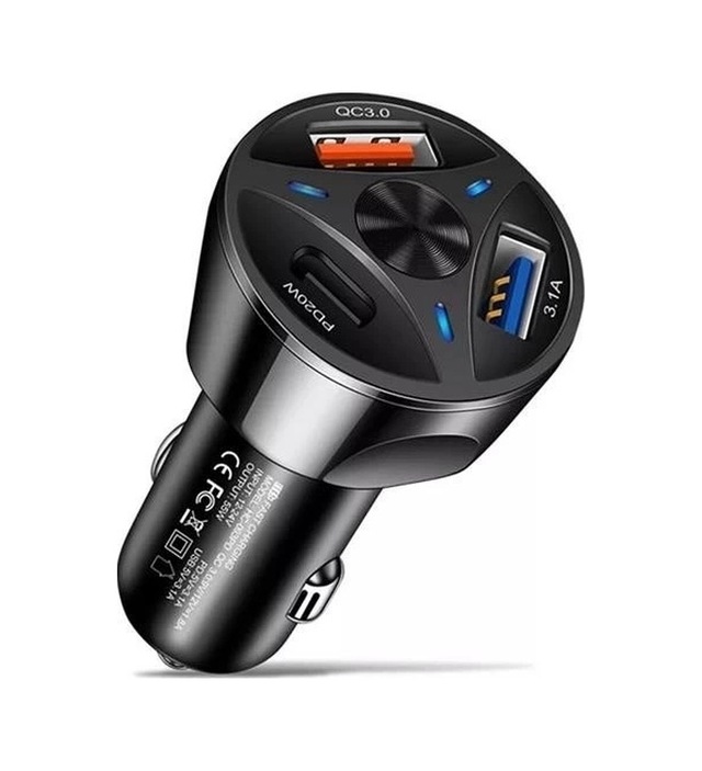 Cj 55w 3 Port Usb Araç İçin Telefon Şarj Cihazı 3 Girişli Çakmaklık Adaptör-31a Pd 20w Qc 30