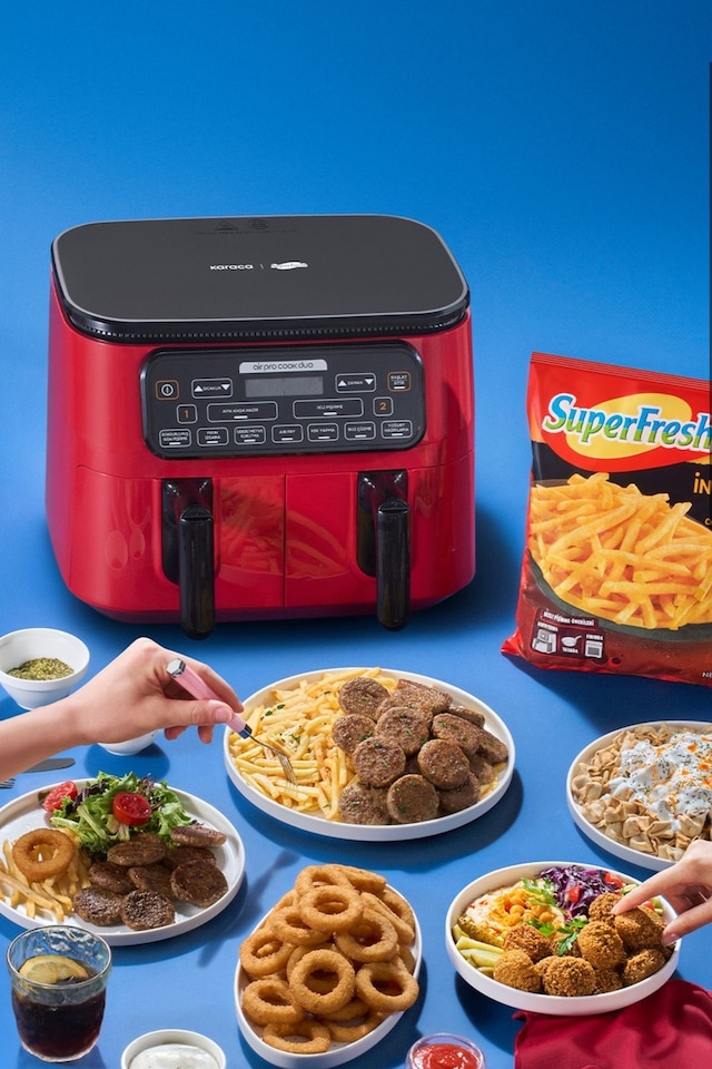 Karaca Air Pro Cook Duo Superfresh Kırmızısı 4+4 L 8 Kişilik Airfryer Fritöz